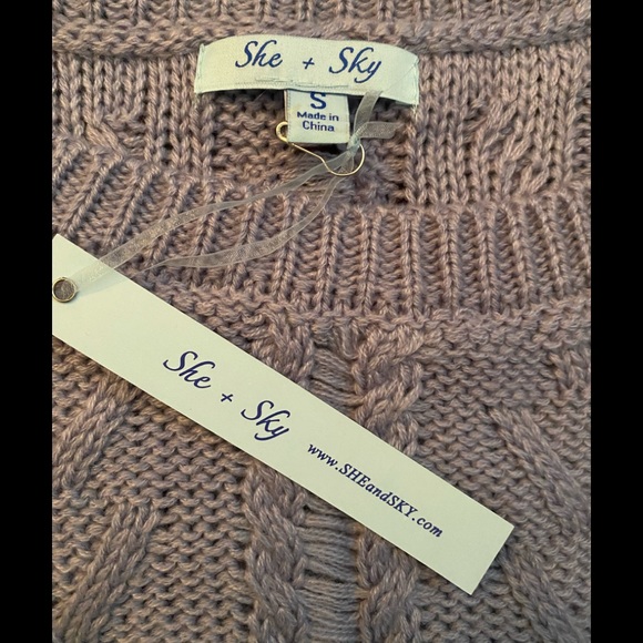 SHE & SKY SLATE BLUE LIGHTWEIGHT CABLE KNIT SWEATER| NWT - Picture 5 of 8